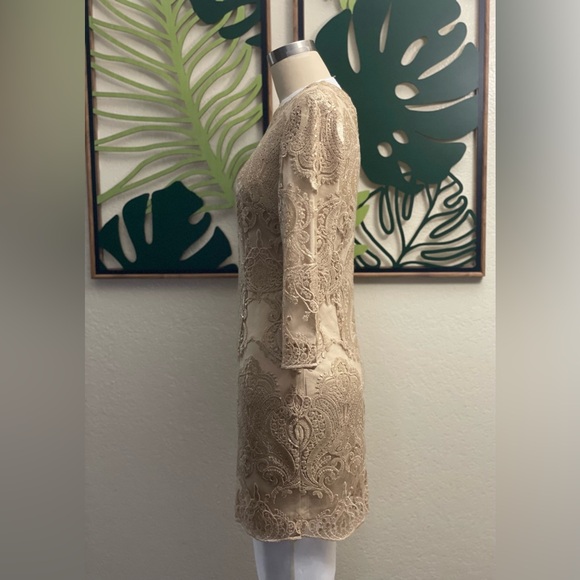 TFNC baroque patterned sequin mini dress in gold - Picture 8 of 11